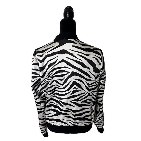 Alice + Olivia Reversible Zebra Feminist Bomber Jacket NWT Size Large - Picture 7 of 17